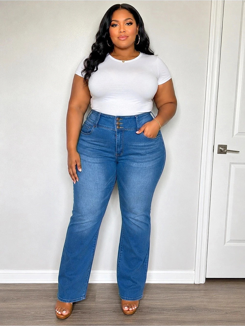 Bamboo Jeans Wide Leg Jeans in Blue Size 17